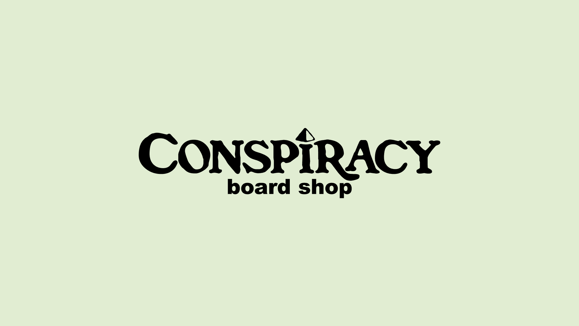 The Conspiracy Board Shop wordmark on mint